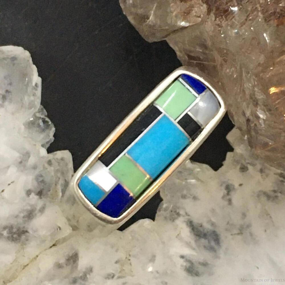 Carolyn Pollack Sterling Silver Rectangle Multi-gemstone Inlay Ring For Women #1